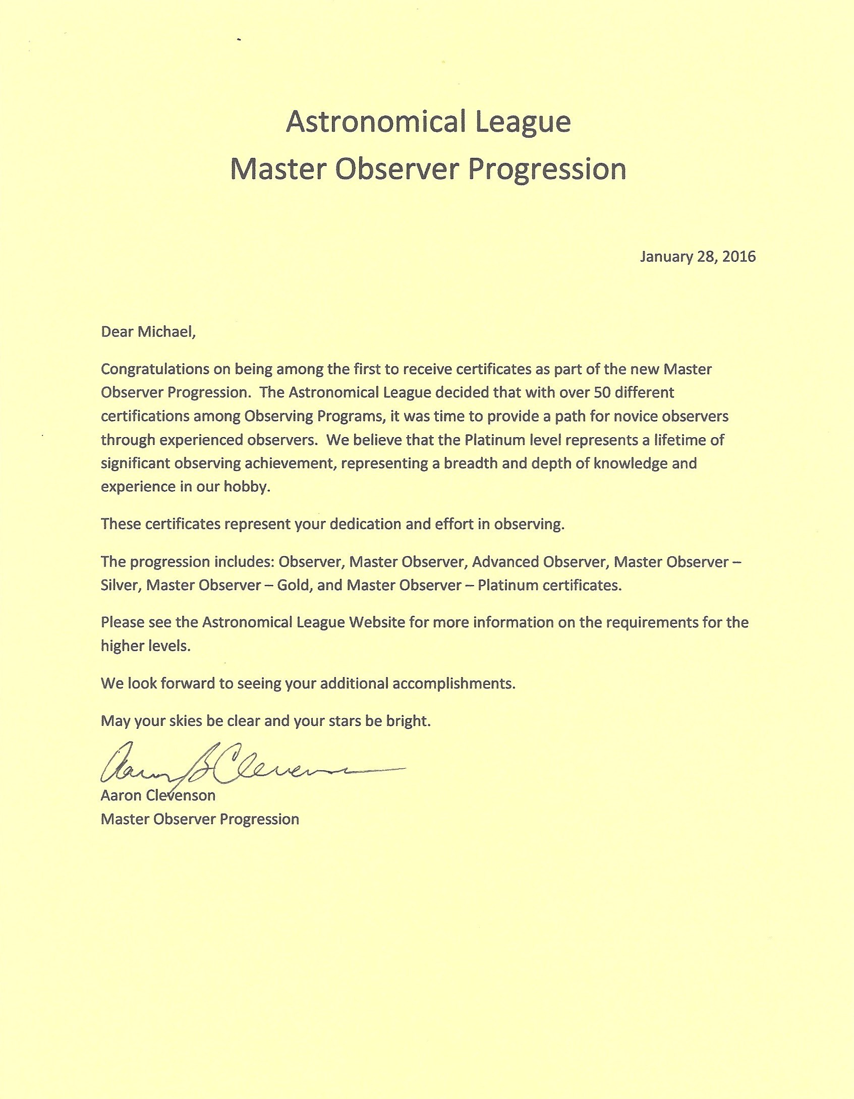 cover letter for observership